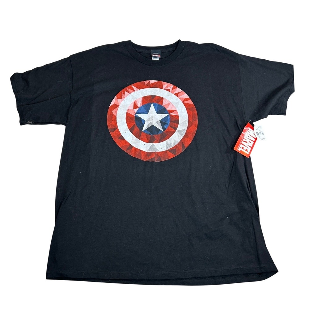 Marvel Captain America Shield Geometric Graphic T-Shirt Mens XL Black Mad Engine